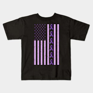 Cool America Flag Alzheimer Awareness Shirt Family Gift Kids T-Shirt